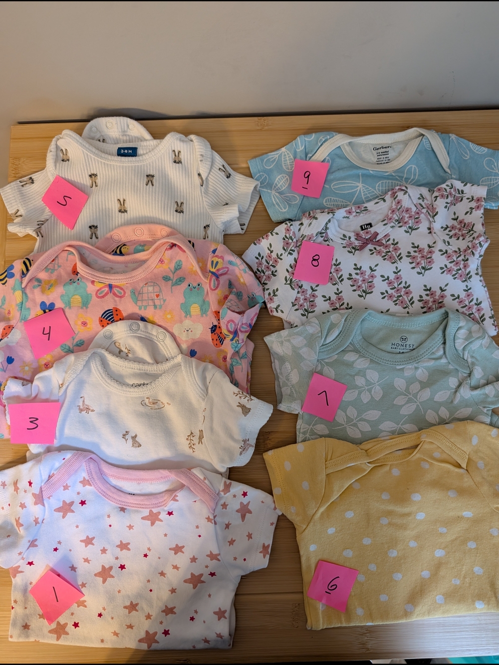 LOT of 8 - Baby Short Sleeve Bodysuits